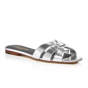 Saint Laurent Silver Tribute Sandals